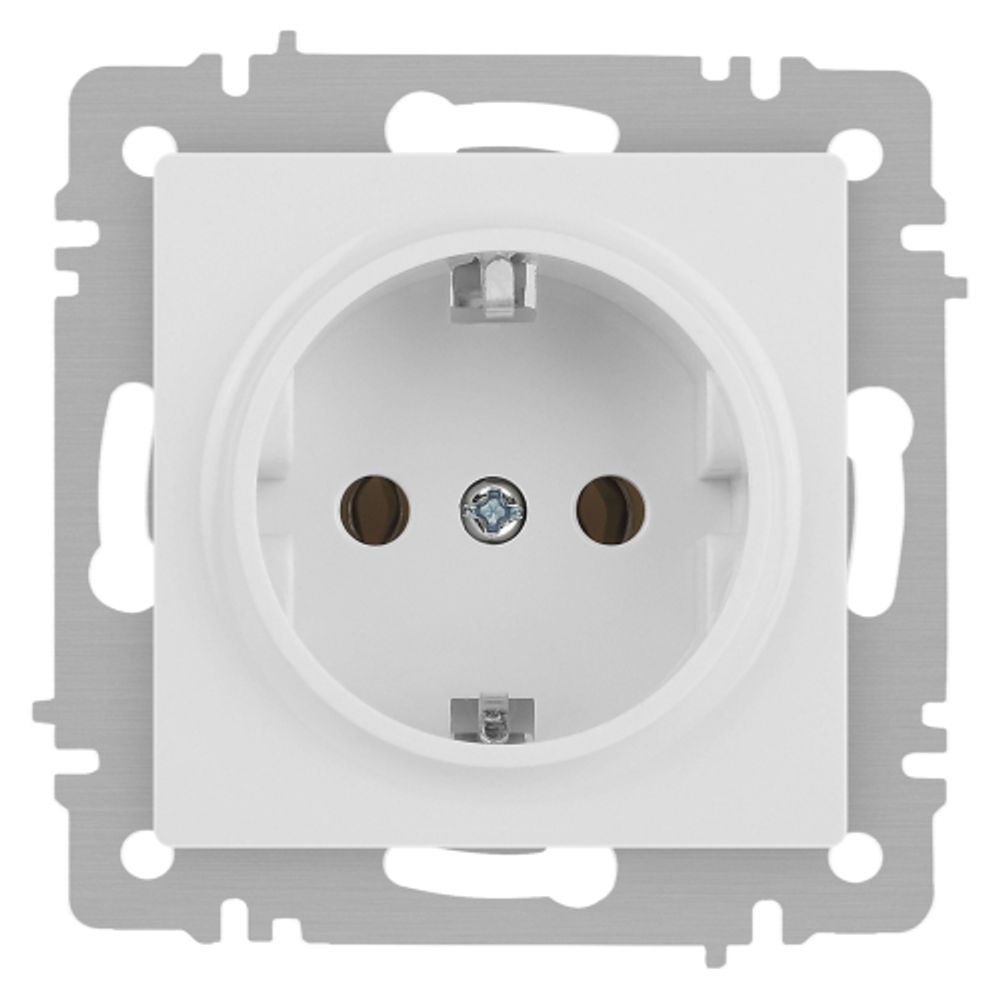 Розетка Intro Accent 6-202-01М 2P+E Schuko 16А-250В IP20 СУ AL/CU белый матовый | Intro