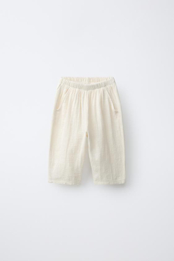 ZARA БРЮКИ КОМБИНИРОВАННАЯ ТЕКСТУРА, ЭКРЮ