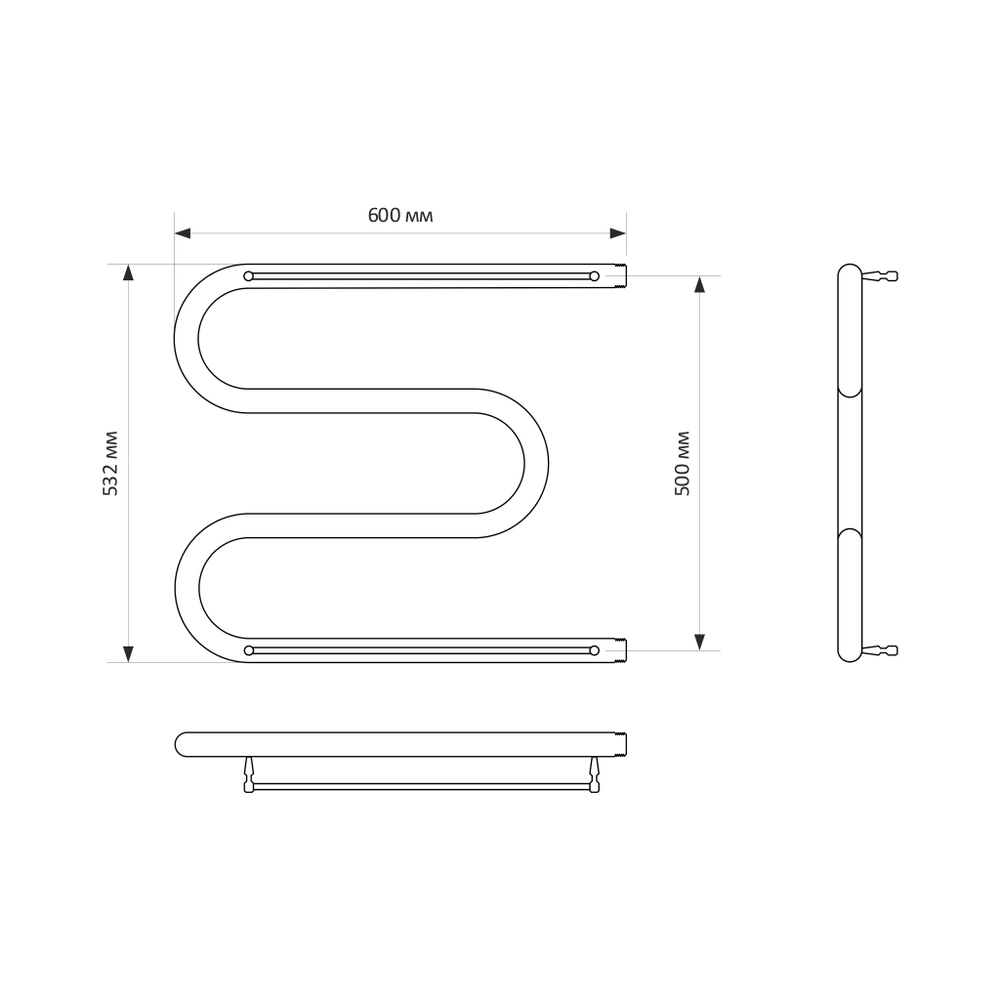 Полотенцесушитель MIXLINE SIMPLE M 50х60 1'' ПОЛКА