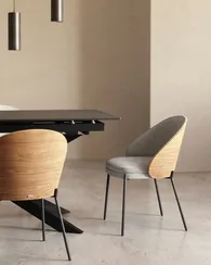 Стул Eamy светло-серый с натуральной отделкой