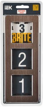 BRITE Рамка 3-местная РУ-3-1-Бр металл коричневый RE AL IEK