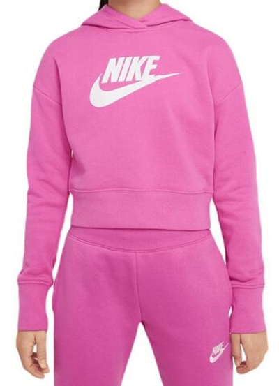 Кофта для девочки теннисная  Nike Sportswear FT Crop Hoodie - active fuchsia/white