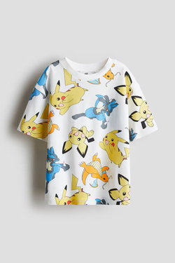 H&M Футболка с принтом, желтовато-белый