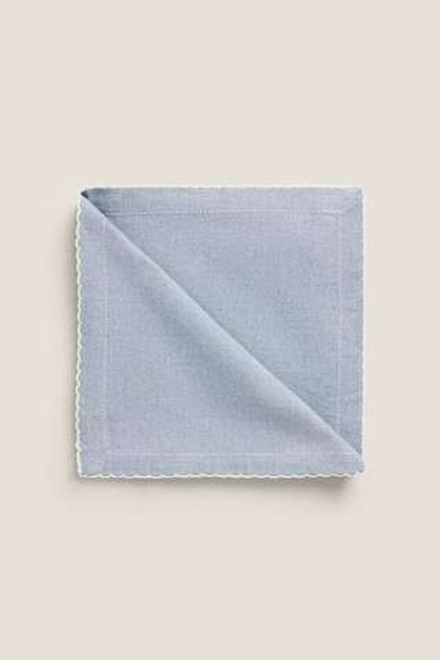 ZARA HOME САЛФЕТКИ С ЗУБЧАТЫМИ КРАЯМИ (УПАКОВКА ИЗ 2 ШТУК), СИНИЙ
