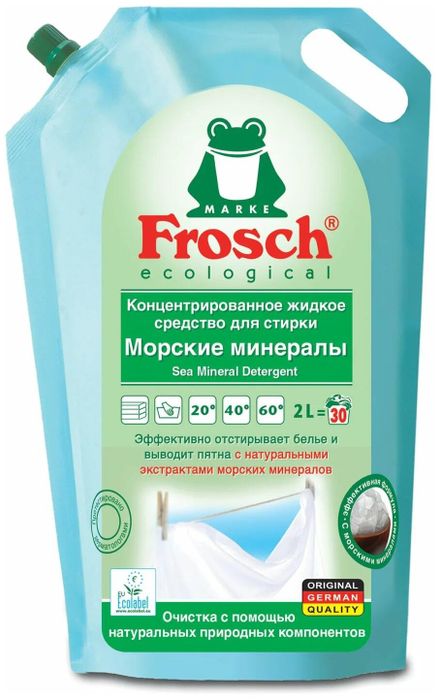 Frosch Жидкое эко средство для стирки Морские минералы, универсальное 2л/30 стирок