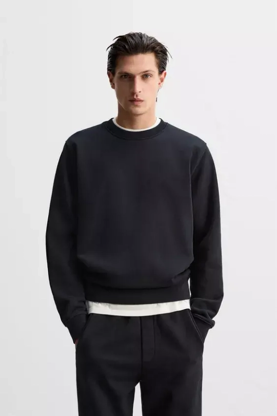 ZARA ТОЛСТОВКА С КРУГЛЫМ ВЫРЕЗОМ, МОРСКОЙ СИНИЙ