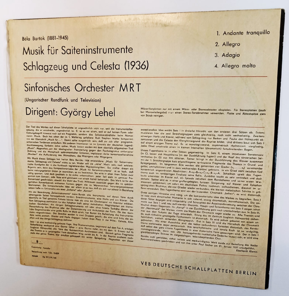 Bela Bartok Musik fur Saiteninstrumente, Schlagzeug und Celesta
