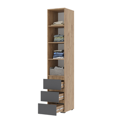 Хелен ПН 03 Пенал закрытый с ящиками Крафт золотой / Графит серый