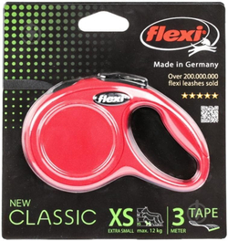 FLEXI рулетка NEW Classic XS Compact Mini (до 12 кг) ремень 3 м красная