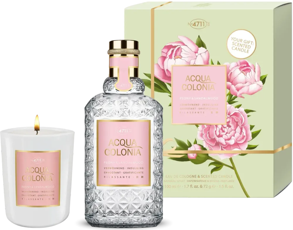 4711 Acqua Colonia Peony &amp; Sandelwood Duo Set Eau de Cologne 100 ml + Kerze 72g Set 1 pcs