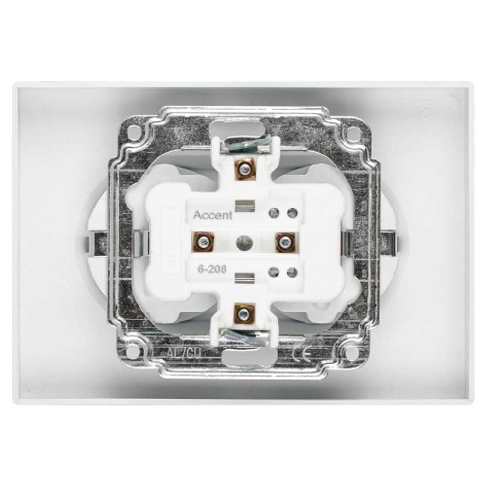 Розетка Intro Accent 6-208-01 , 2X2P+E Schuko со шторками, 16А-250В, IP20, СУ, AL/CU, белый | Intro