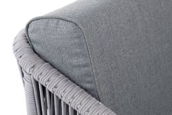 "Канны" кресло плетеное из роупа, каркас алюминий белый муар, роуп светло-серый круглый, ткань серая 017