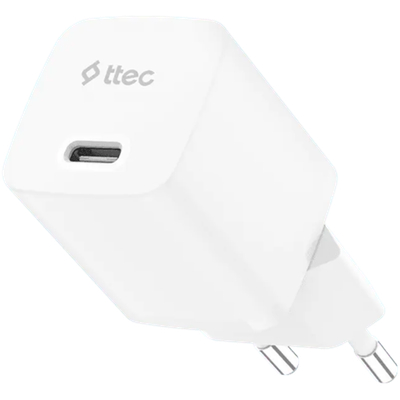 ttec SmartCharger GAN 30W PD USB-C Travel Fast Charger, White