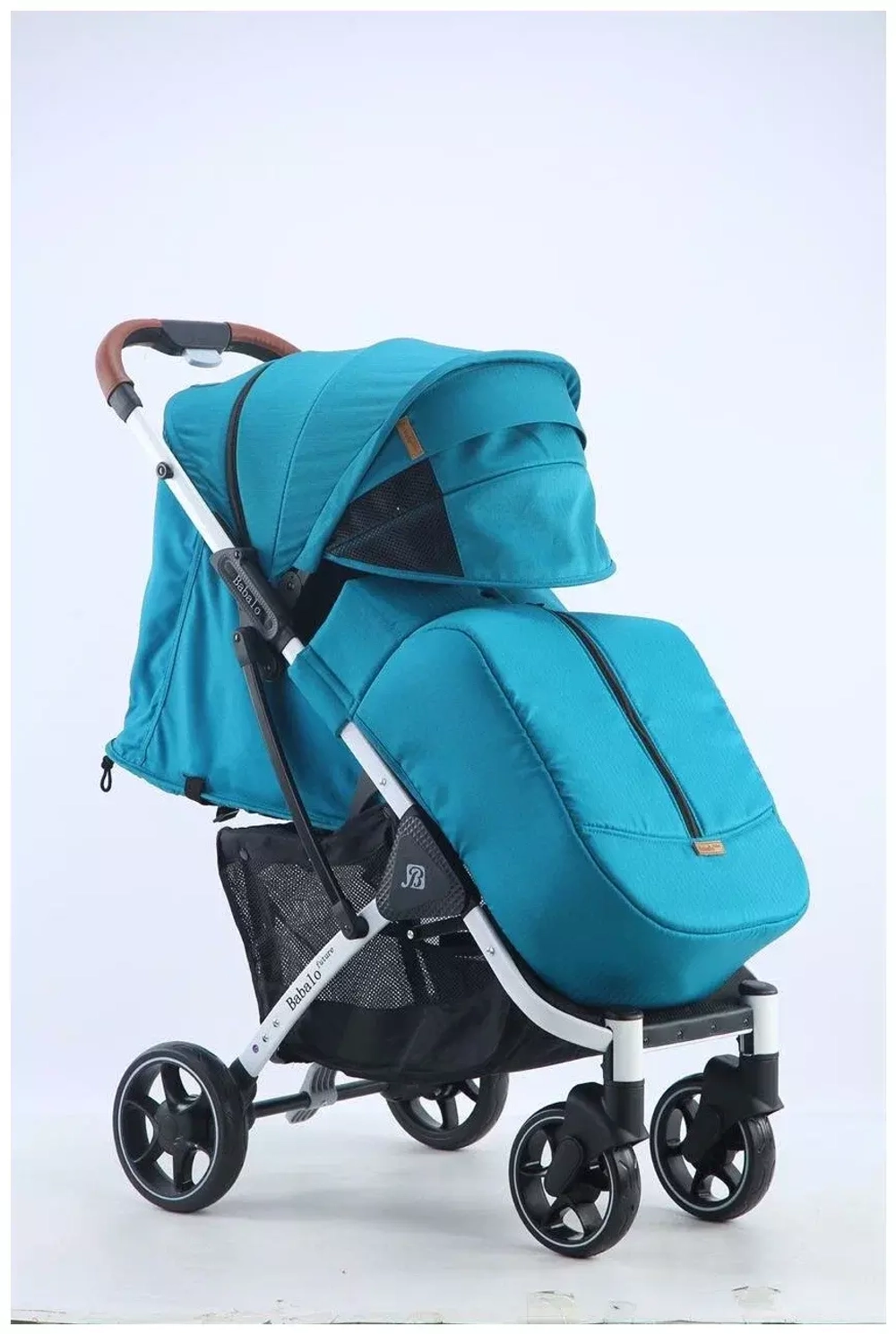 Коляска прогулочная Babalo 2022 Изумруд текстиль на белой раме с сумкой