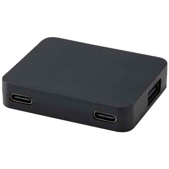 Gaia 4-портовый USB-концентратор с выходом USB-A и Type-C и двойным входом — изготовлен из переработанного пластика