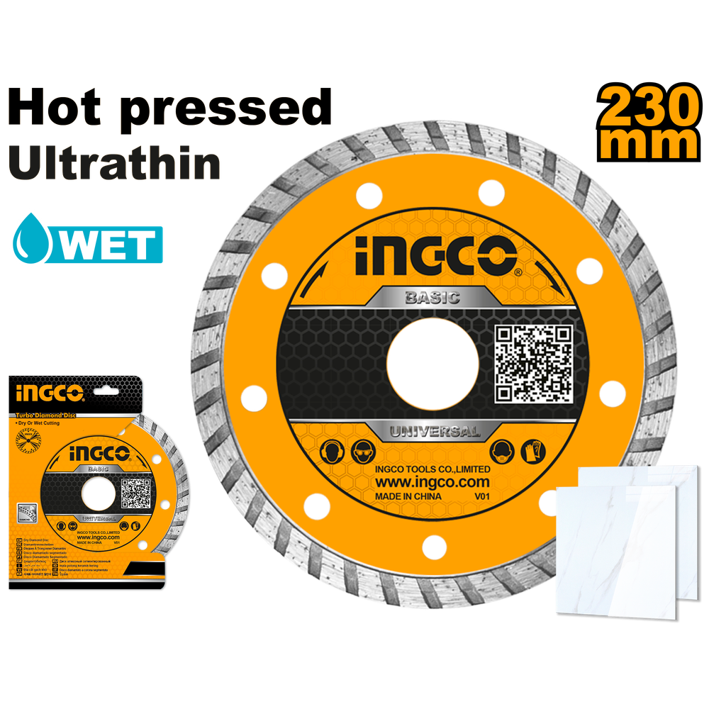 Диск алмазный ультратонкий турбо INGCO DMD032302HT INDUSTRIAL 230х22,2 мм
