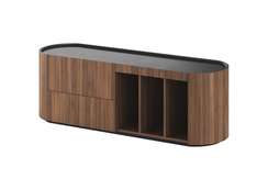 Тумба Lagom под ТВ 2 ящика 3 ниши ширина 140 см (орех, черный)