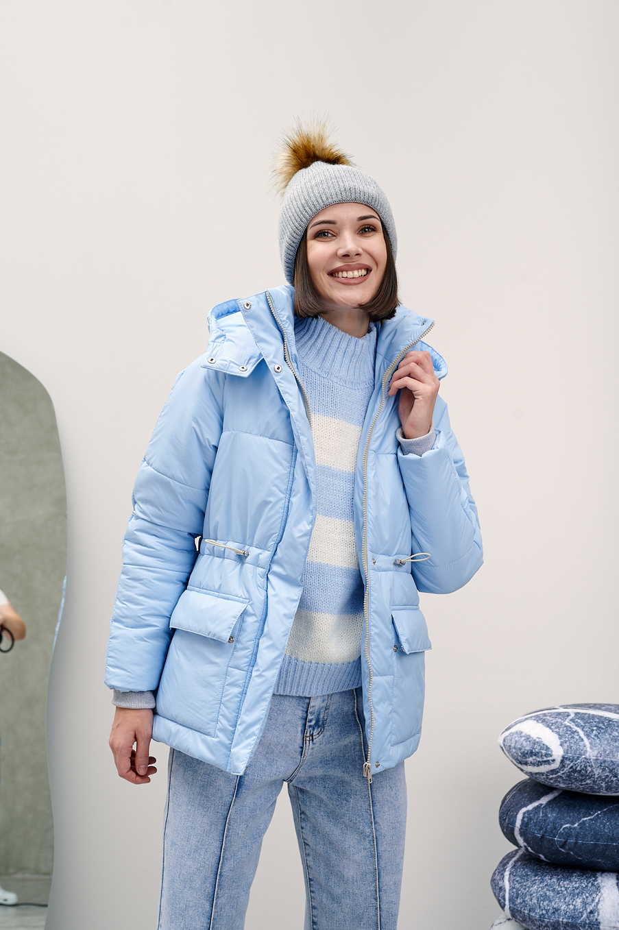 Куртка женская зимняя "Лео" голубой