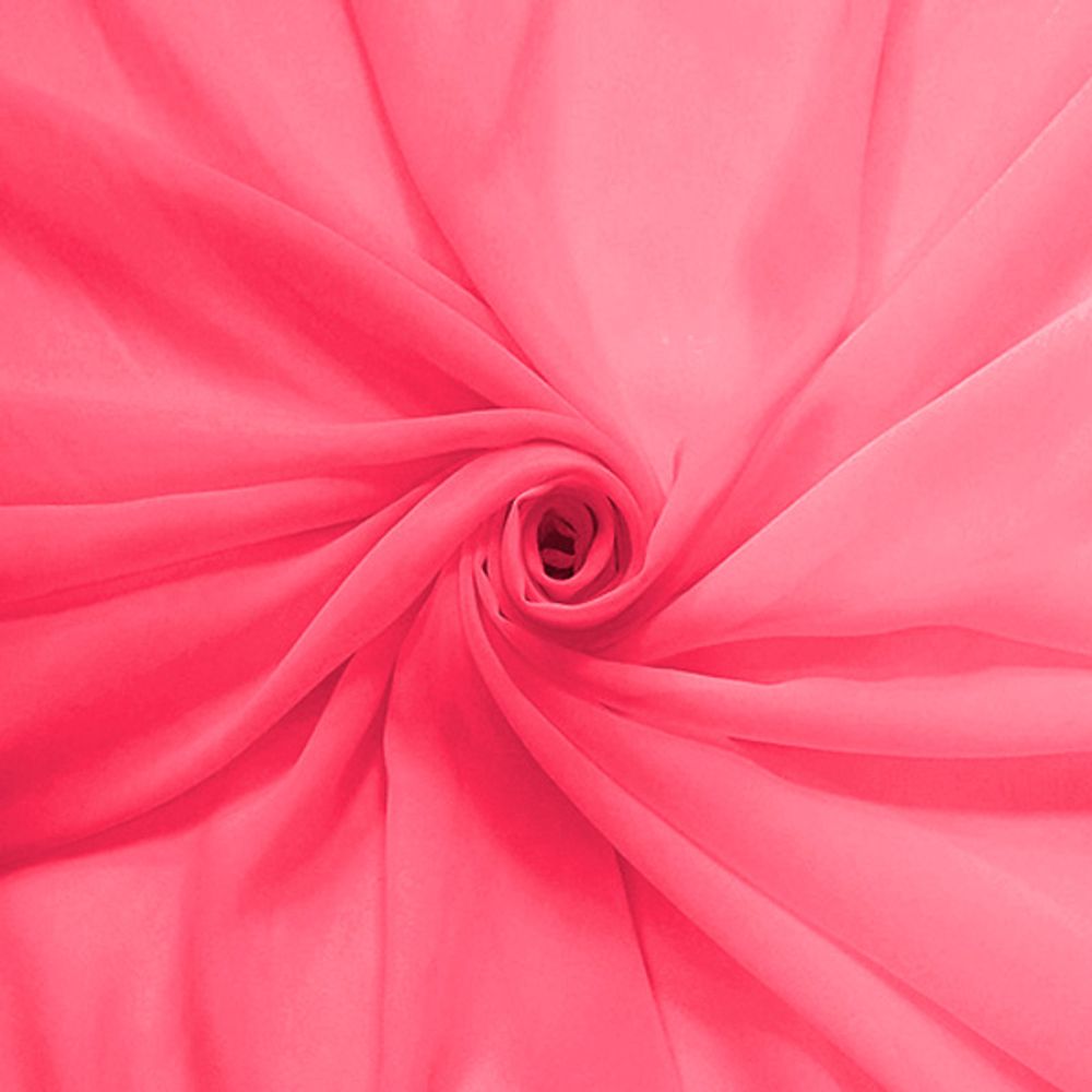 Ткань Креп Шифон, 80 гр/м2, 150 см, розовый неон