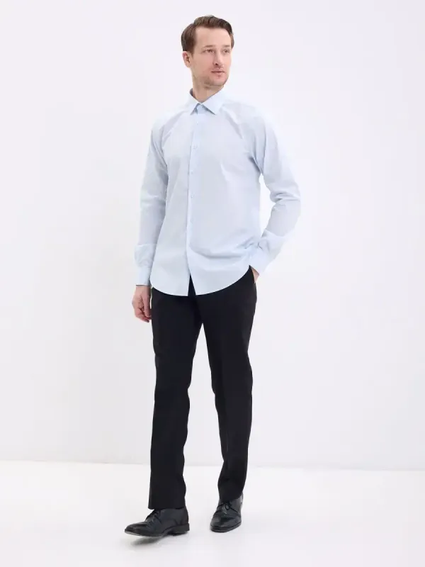 Рубашка на высокий рост LONG SLIM FIT с длинным рукавом, светло-голубая