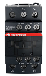 Контактор Prompower PLC1D38BD серии Pulse, ток 38А, 3 полюса, доп контакт 1НО+1НЗ, катушка 24DC
