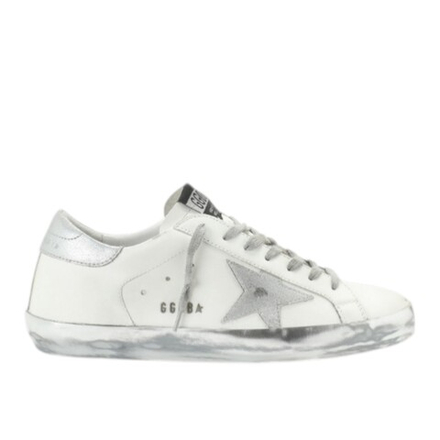 Кеды Женские GOLDEN GOOSE 'SUPERSTAR' Baskets Superstar Cuir Laminé Blanc Argenté