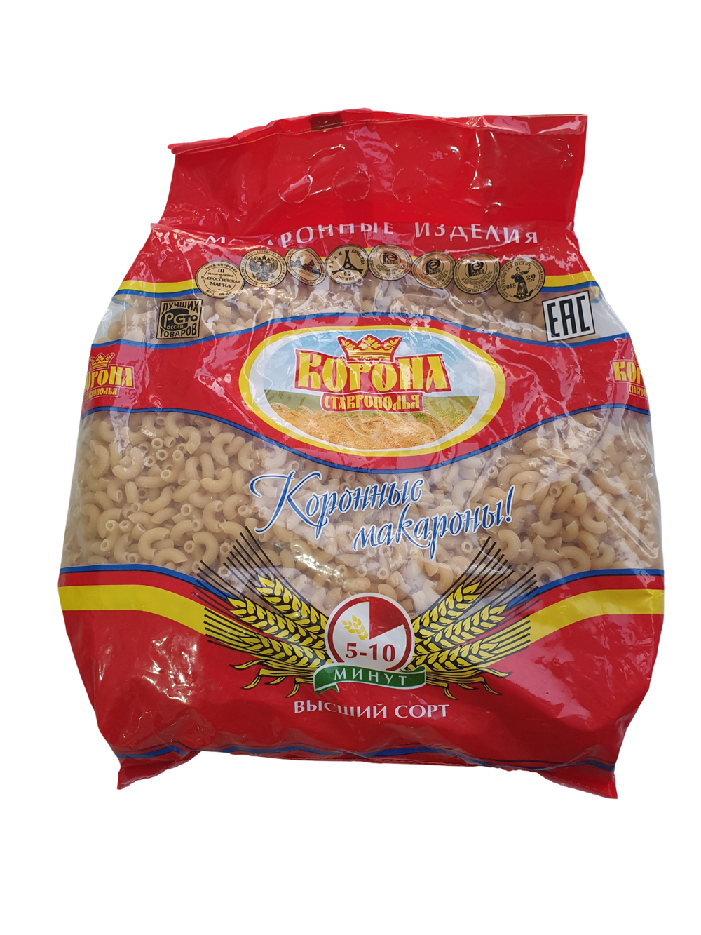 Макароны КОРОНА СТАВРОПОЛЬЯ рожки рифленые 3кг