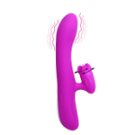 Вибратор с ротационным клиторальным стимулятором BUCK (4 режима ротации, 7 режимов вибрации) (Цвет: фуксия, серебряный)