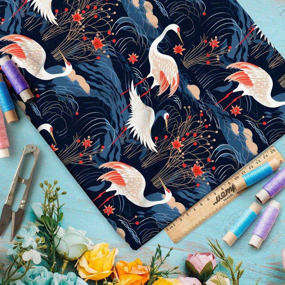 Ткань премиум Оксфорд 600D сказочные цапли