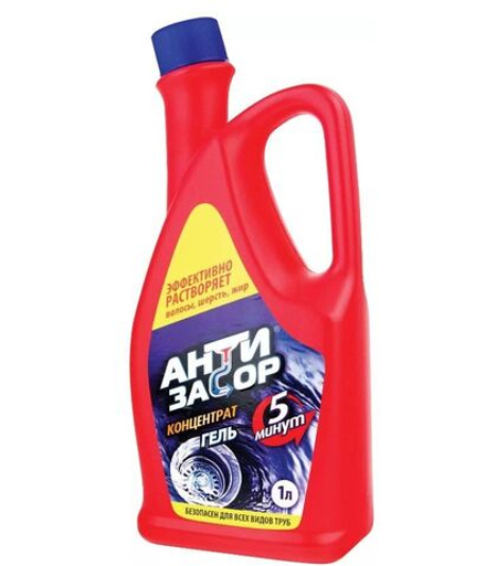 Антизасор гель для удаления засора в трубах 1000 мл (красный) *9