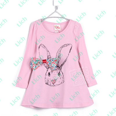 Туника детская с принтом зайца и бантом