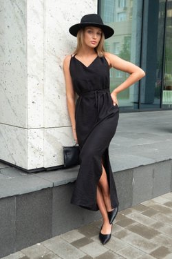 Сарафан черный из вискозы