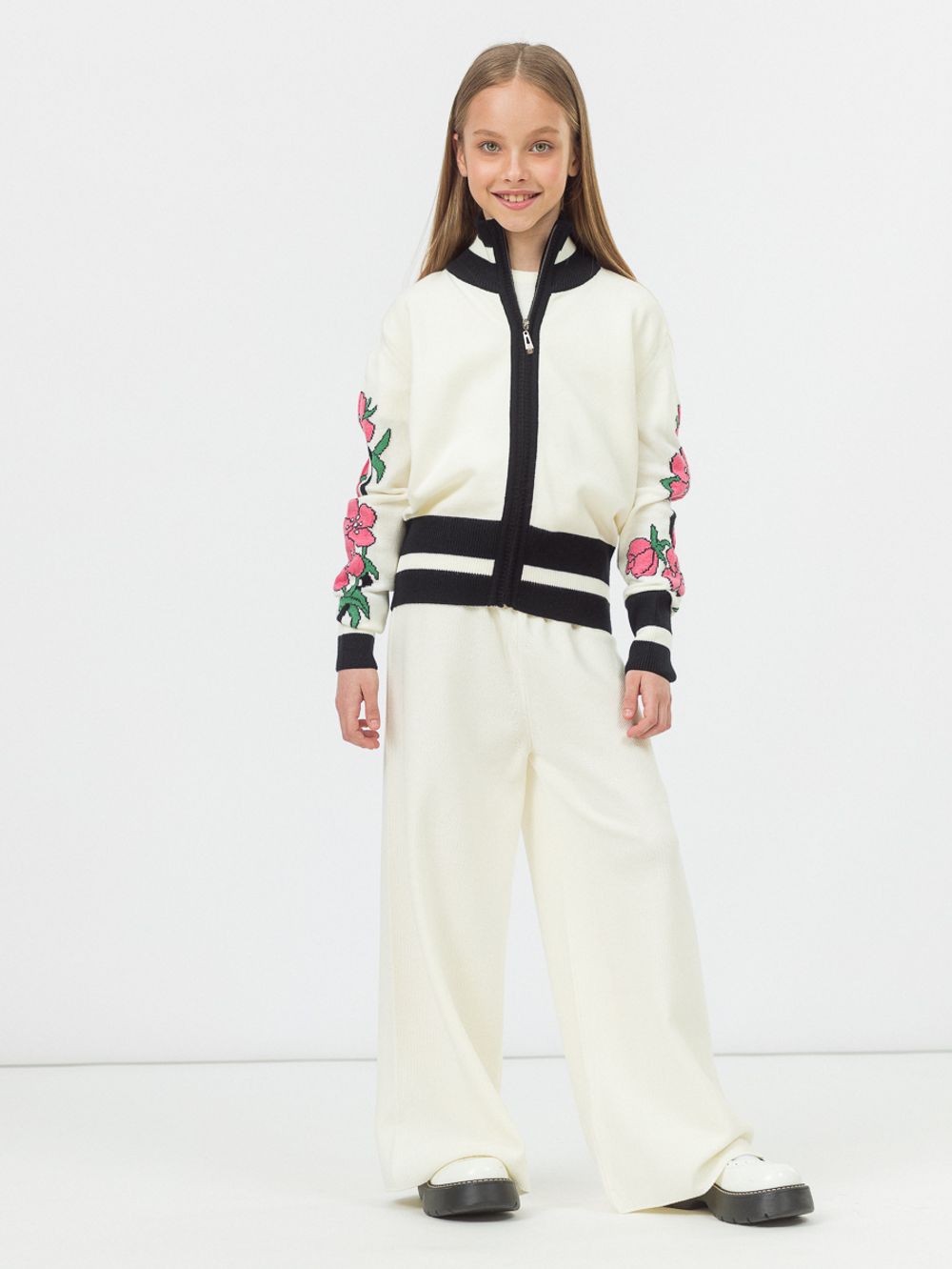 Брюки широкие для девочки AT991 молочный