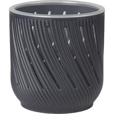 Кашпо для цветов пластиковое 1,3л d-12,5см «Fleurs» Антрацит