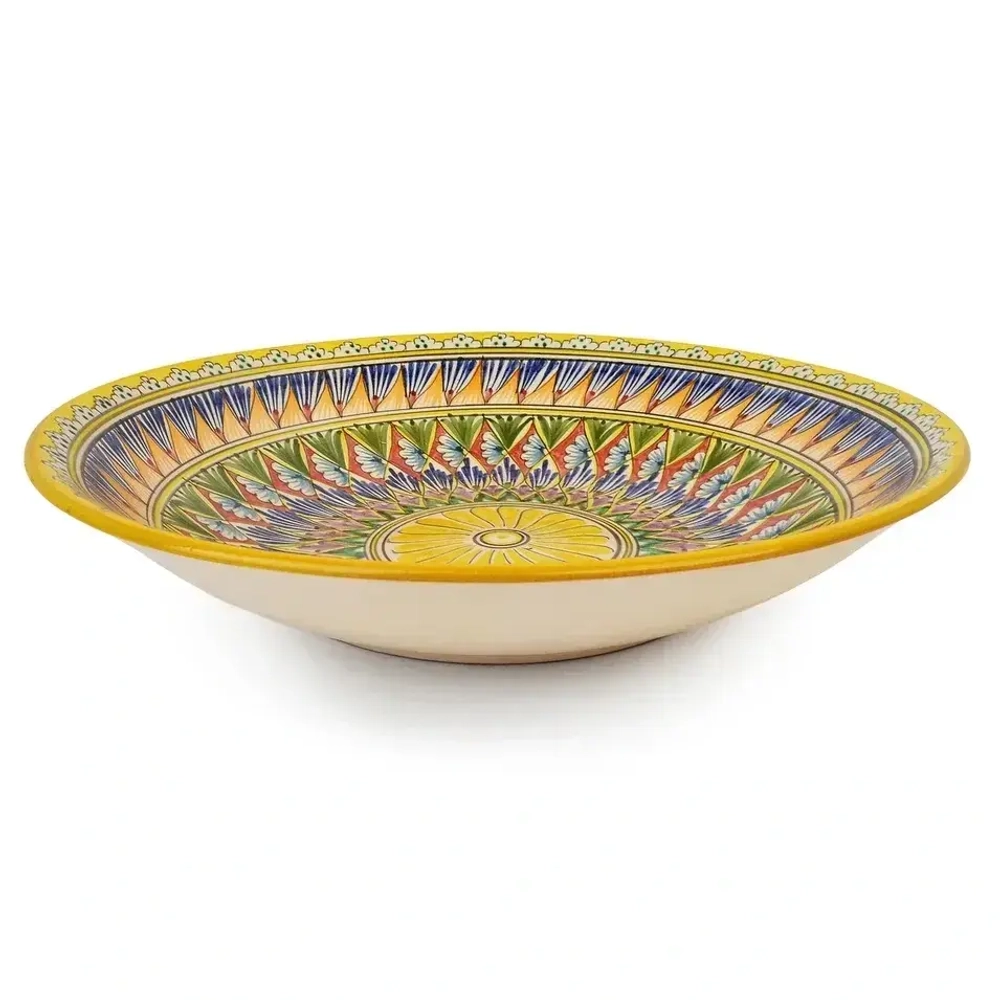 Ляган Риштанская Керамика 34 см. глубокий, цвет жёлтый