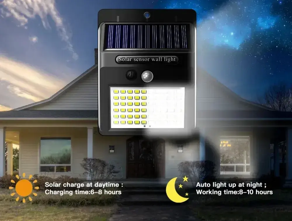 Дачный светильник с выносной панелью Nl-2m с датчиком движения / Уличный светодиодный светильник на солнечной батарее