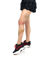 Колготки с принтом в виде цветных спич-баббл на левой ножке (Размер: S-M-L) (Цвет: бежевый)