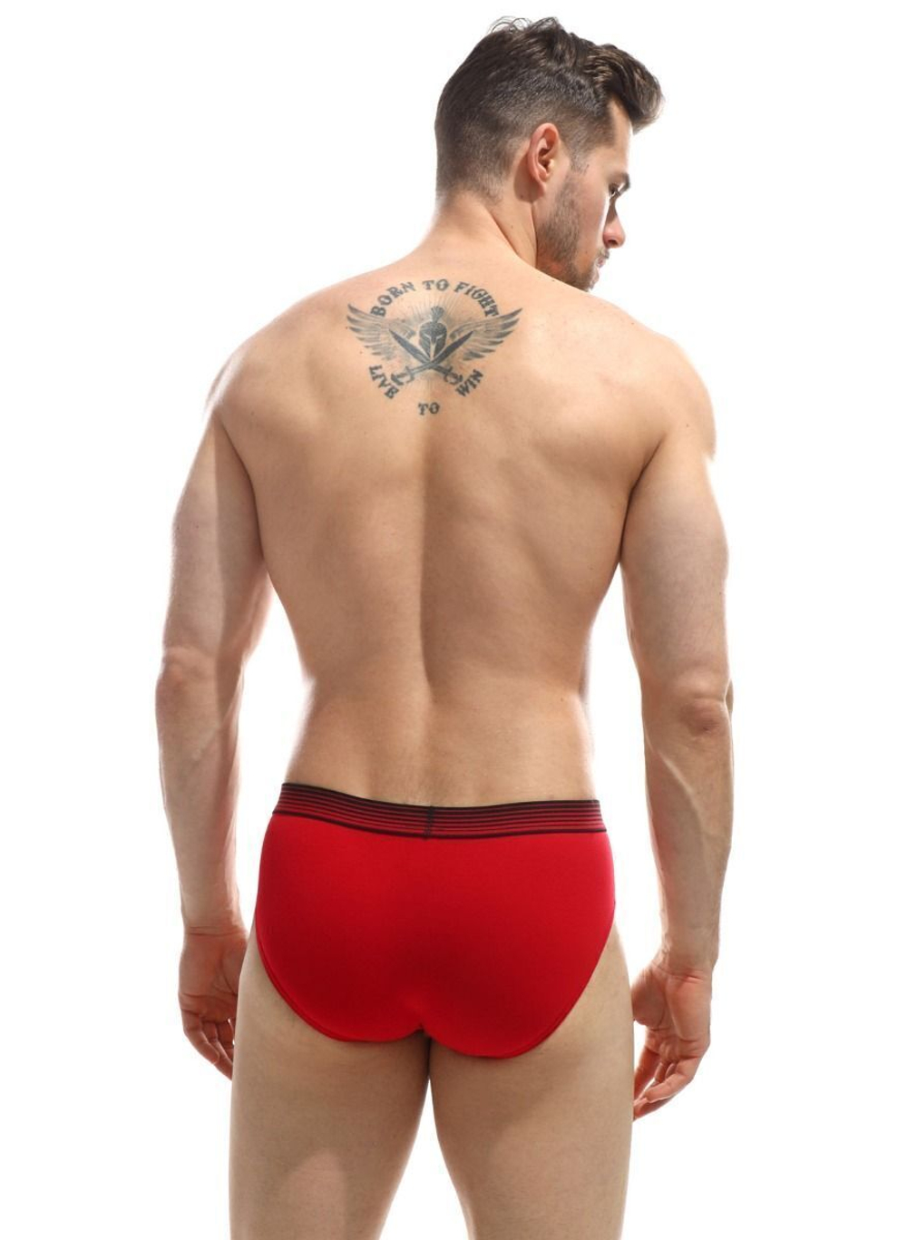 Мужские трусы-слипы с логотипом на резинке (Размер: L) (Цвет: красный)