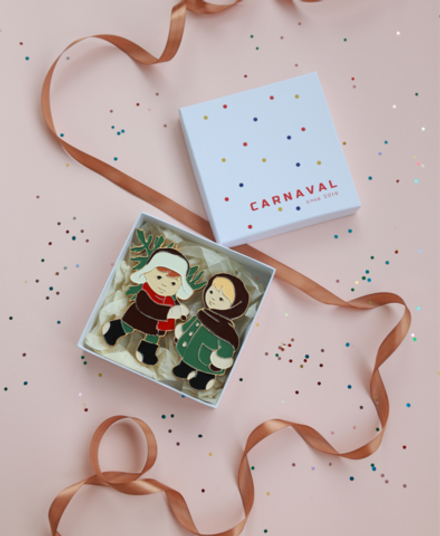 Подарочный набор Мальчик и Девочка в зеленом пальто