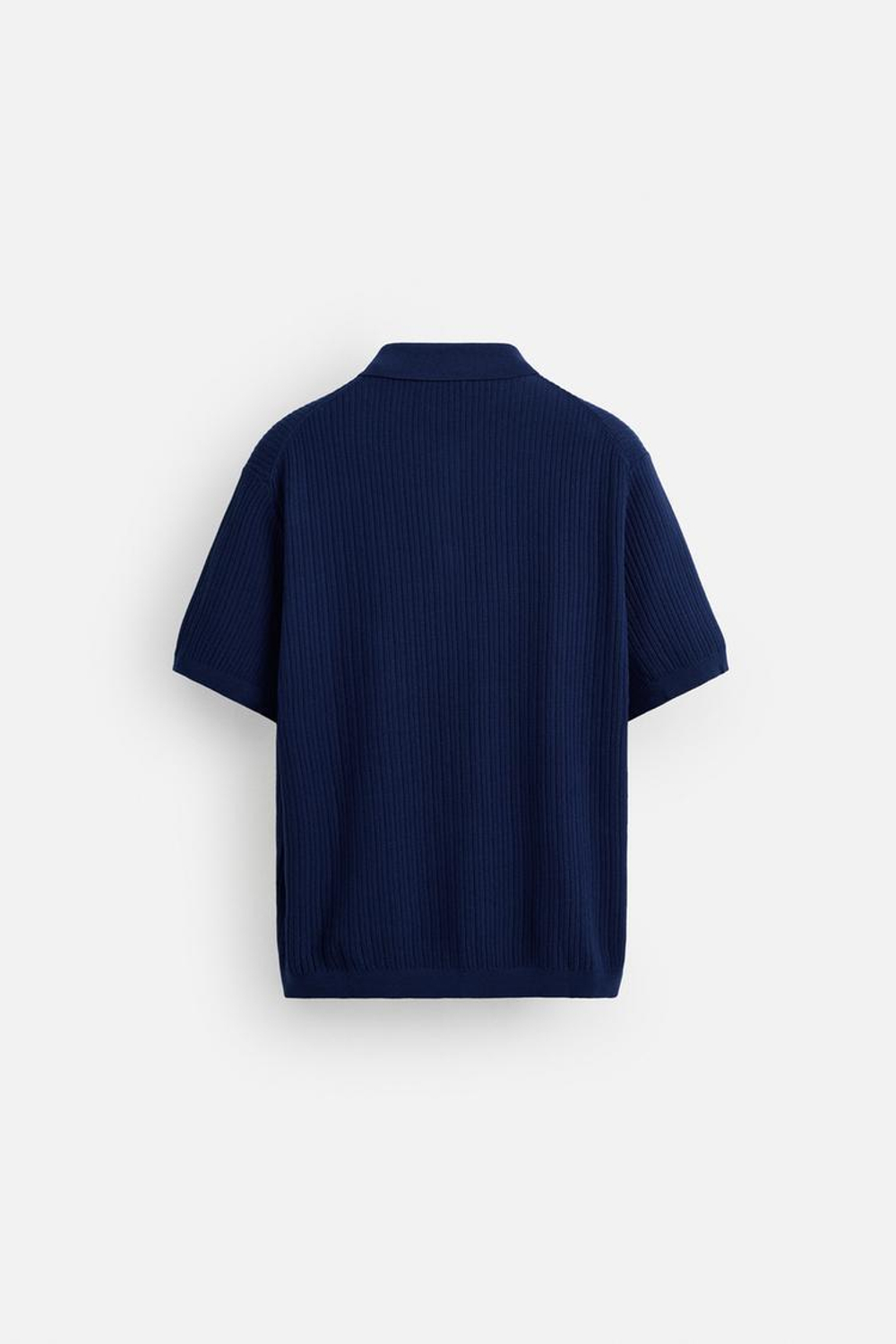 ZARA ТРИКОТАЖНОЕ ПОЛО В РУБЧИК, ЧЕРНИЛЬНО-СИНИЙ