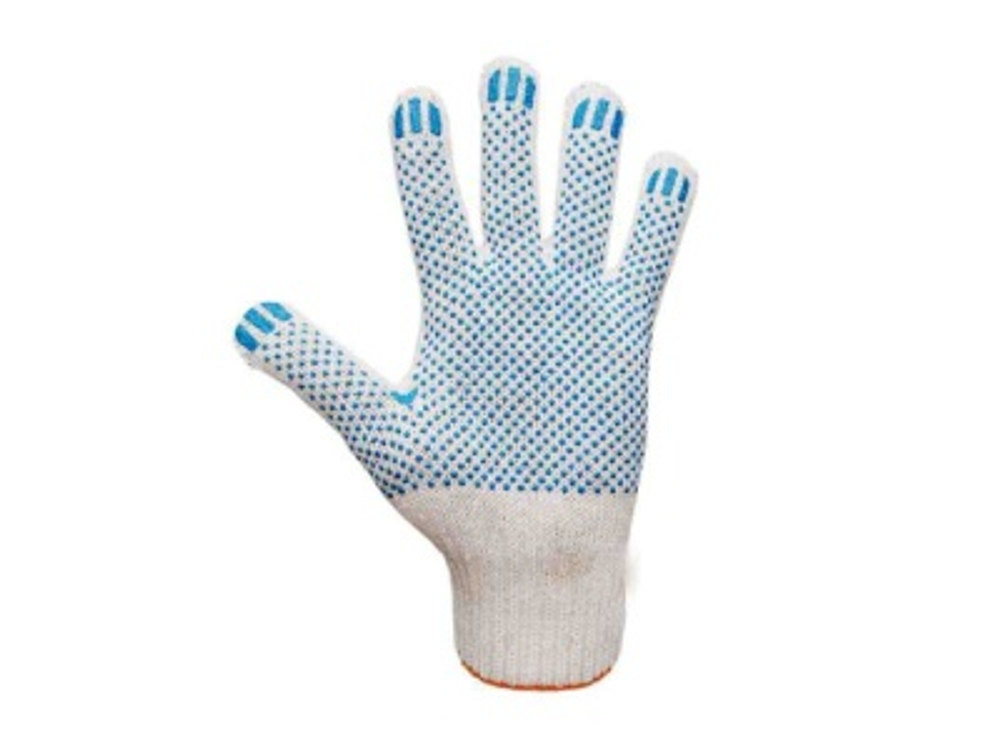 Перчатки х/б 5 нитей ПВХ Точка Белые (10шт/уп)(300шт/меш)