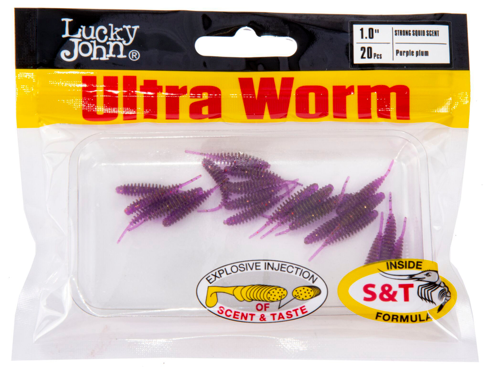 Слаги съедобные искусственные Lucky John ULTRAWORM 1 in (25 мм), цвет S13, 20шт.