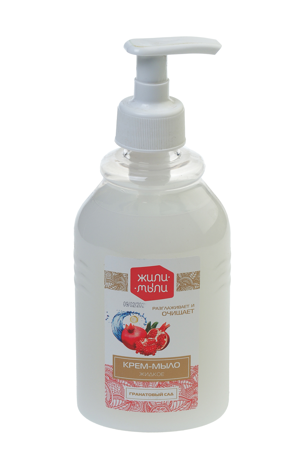 Крем-мыло жидкое Жили-мыли с ароматом Гранатовый сад в пластиковой бутылке 300мл насос-дозатор ООО"Жили-мыли"