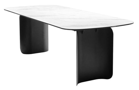 Стол NORD 240 MARBLES KL-99 Белый мрамор, итальянская керамика / черный каркас