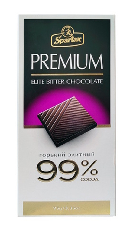 Шоколад "PREMIUM Горький элитный" 99% какао 95г. Спартак