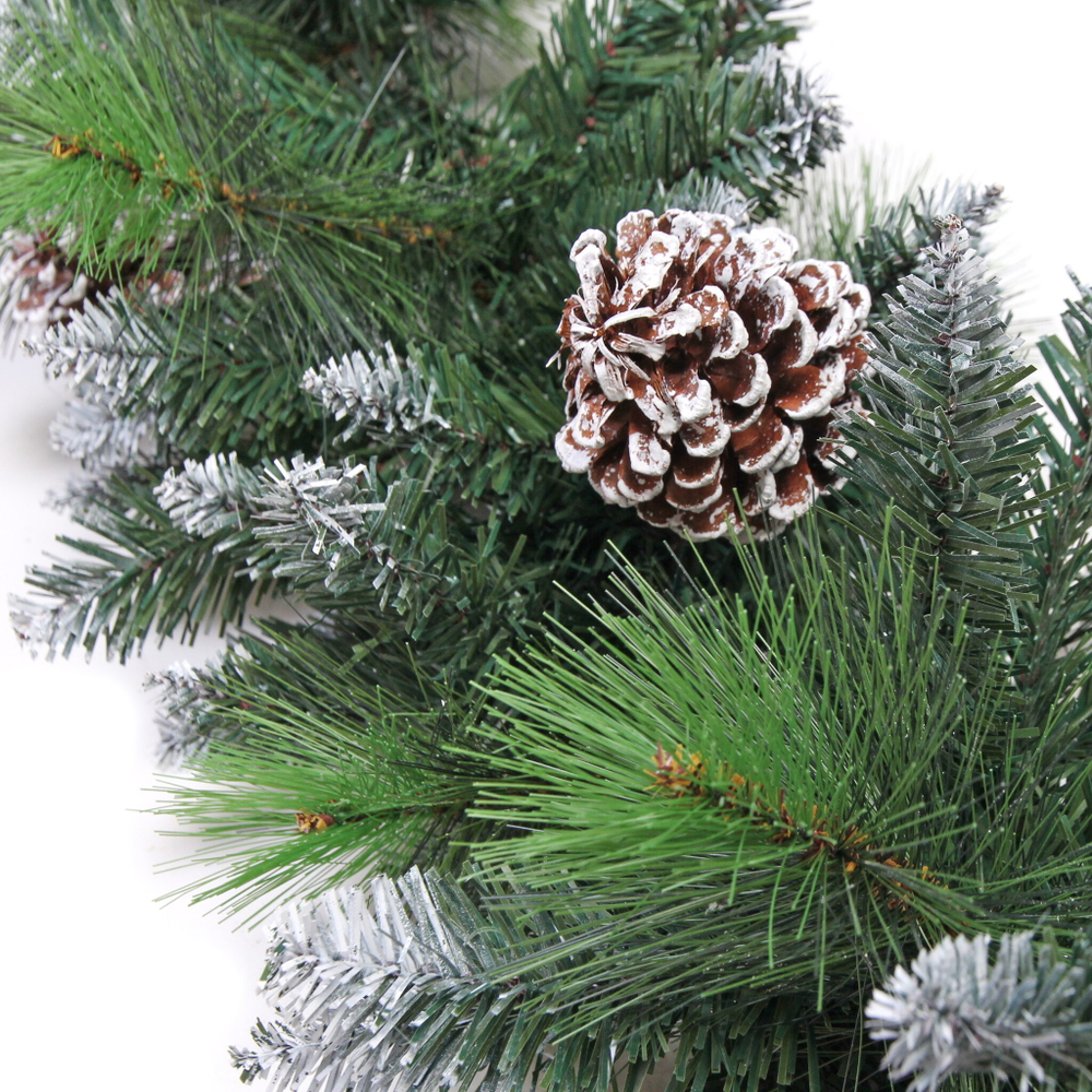 Гирлянда хвойная «Снежное кружево» 2,7 м d=35 см, ПВХ, леска, шишки, белый иней (ST2005-270)