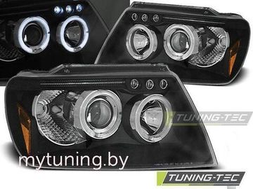 Передние фары Jeep Grand Cherokee WJ angel eyes black