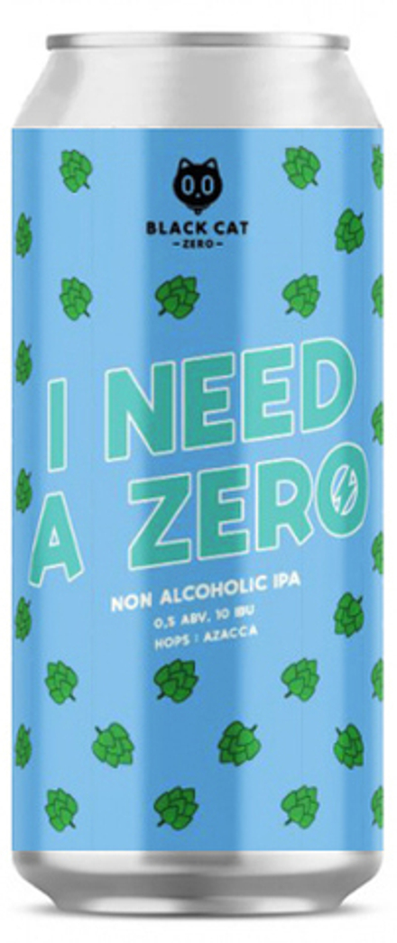 Пиво Блэк Кэт Ай Нид Э Зироу: Хопс Азакка Безалкогольное / Black Cat I Need A Zero: Non-alco Ipa with Azacca hop 0.45 - банка