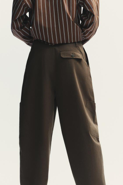 ZARA БРЮКИ-БАЛЛОНЫ КАРГО, КОРИЧНЕВЫЙ