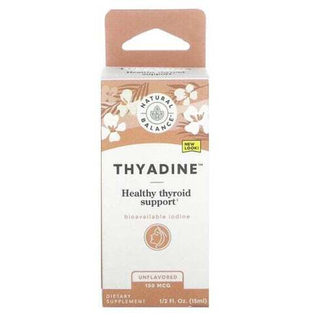 Растительные экстракты и настойки Natural Balance, Thyadine, поддержка здоровья щитовидной железы, без добавок, 150 мкг, 15 мл (0,5 жидк. Унции)
